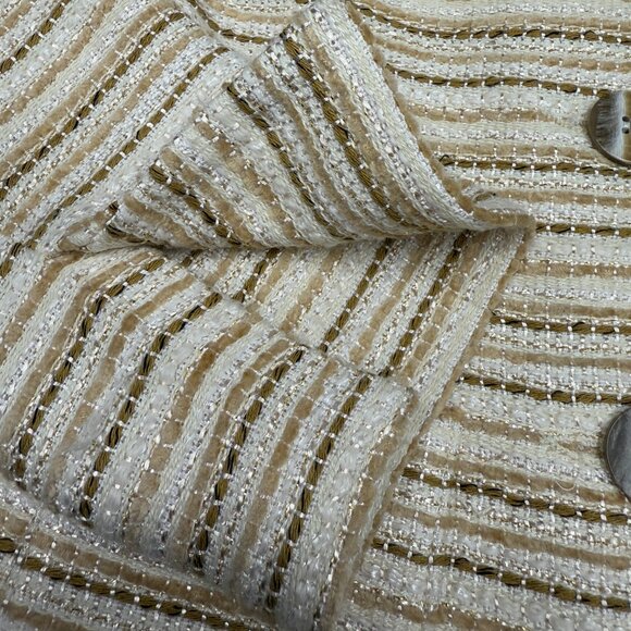 Women's TALBOTS‎ Shimmery Gold Striped Blazer- Size 8 - Picture 7 of 9
